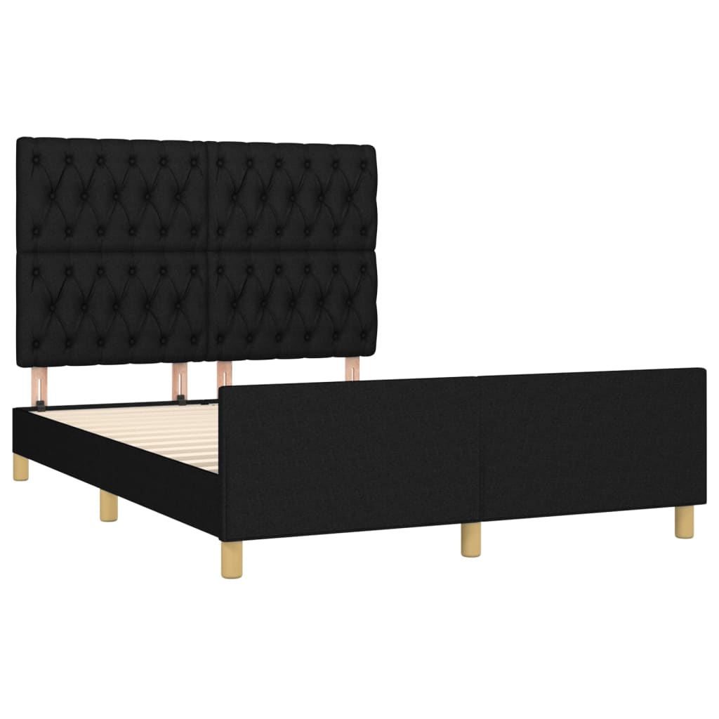 vidaXL Estrutura de cama c/ cabeceira 140x190 cm tecido preto