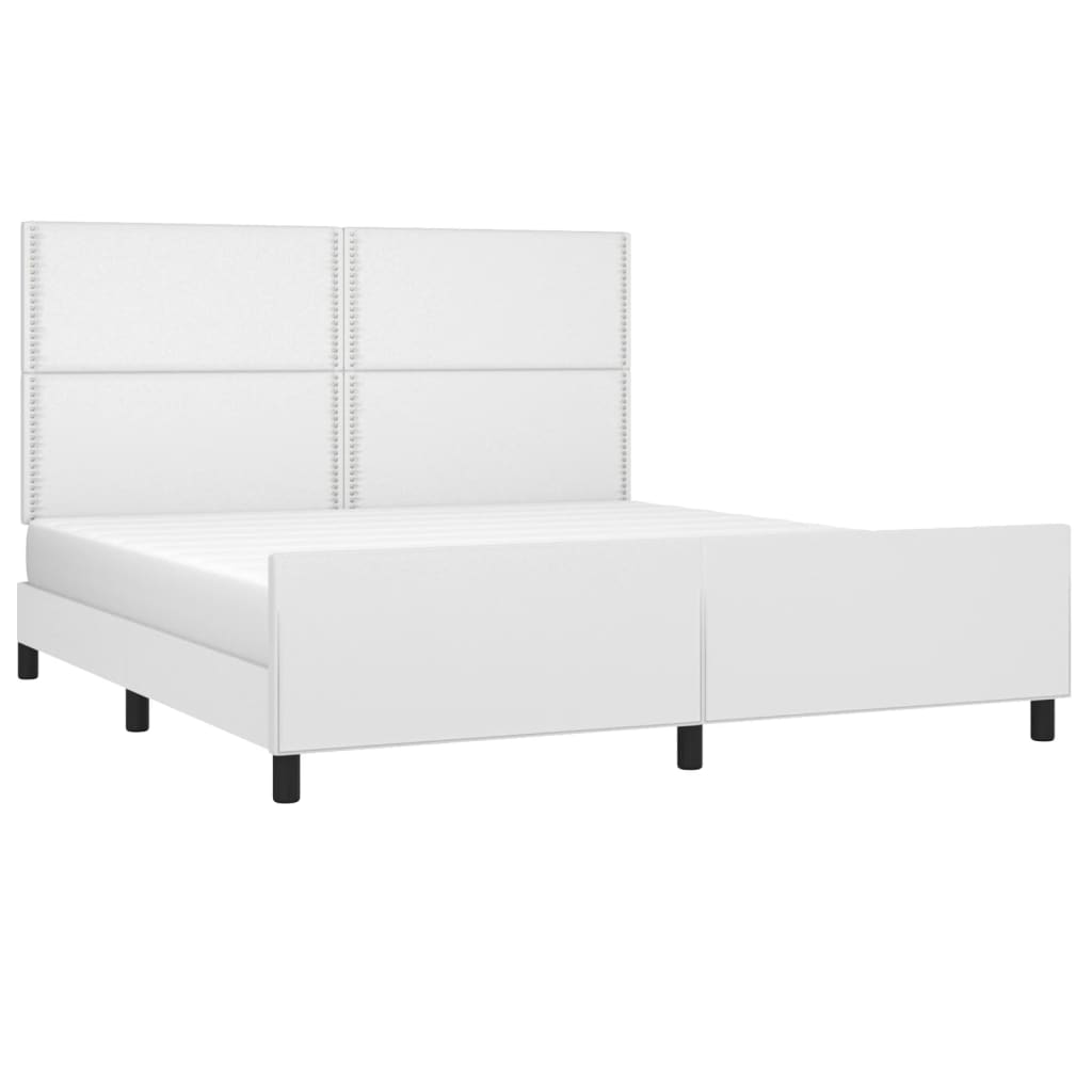 vidaXL Estrutura cama c/ cabeceira 160x200 cm couro artificial branco