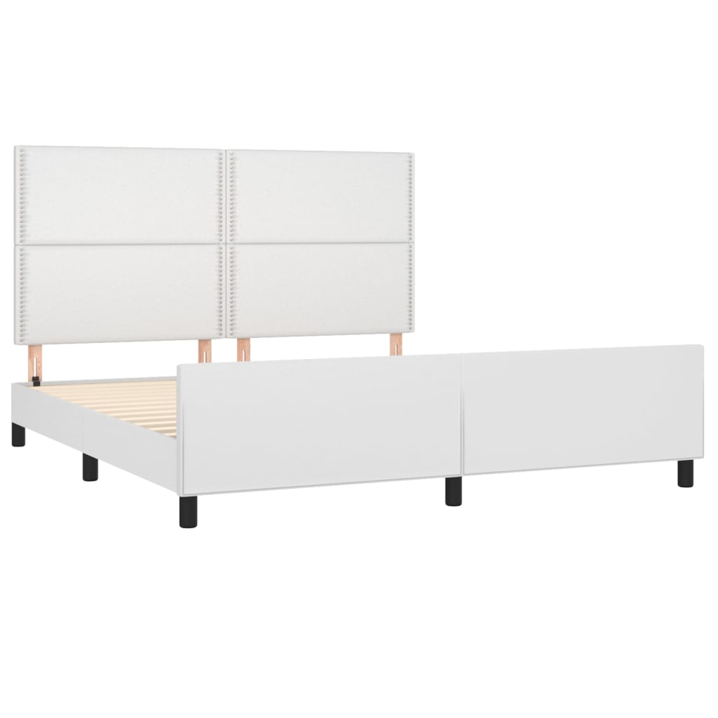 vidaXL Estrutura cama c/ cabeceira 160x200 cm couro artificial branco