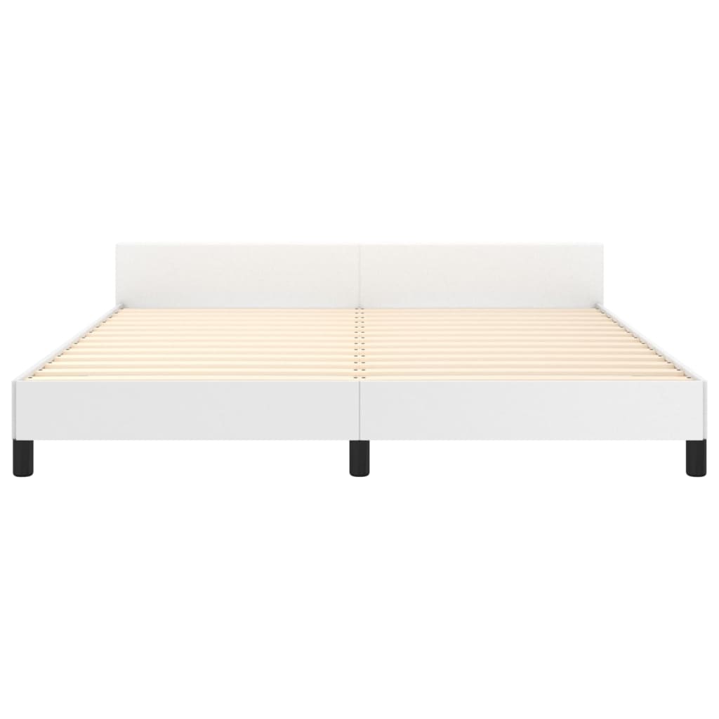 vidaXL Estrutura cama c/ cabeceira 160x200 cm couro artificial branco