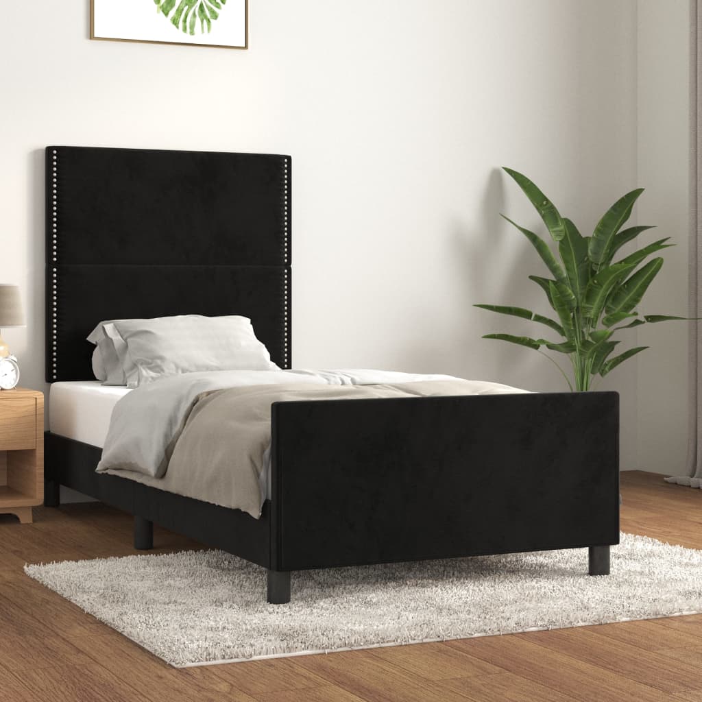 vidaXL Estrutura de cama c/ cabeceira 90x190 cm veludo preto