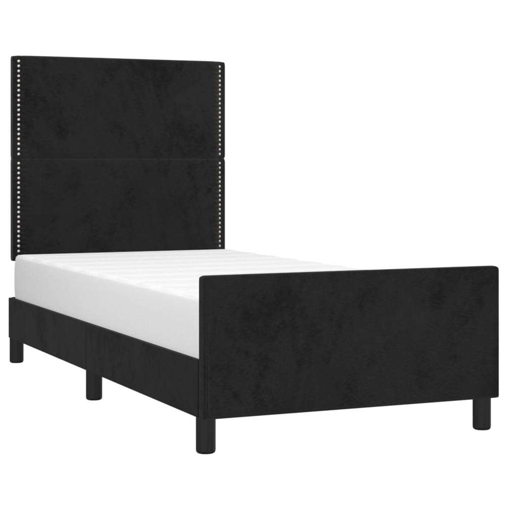 vidaXL Estrutura de cama c/ cabeceira 90x190 cm veludo preto