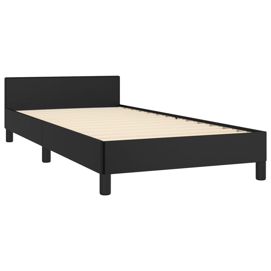 vidaXL Estrutura cama c/ cabeceira 90x200 cm couro artificial preto