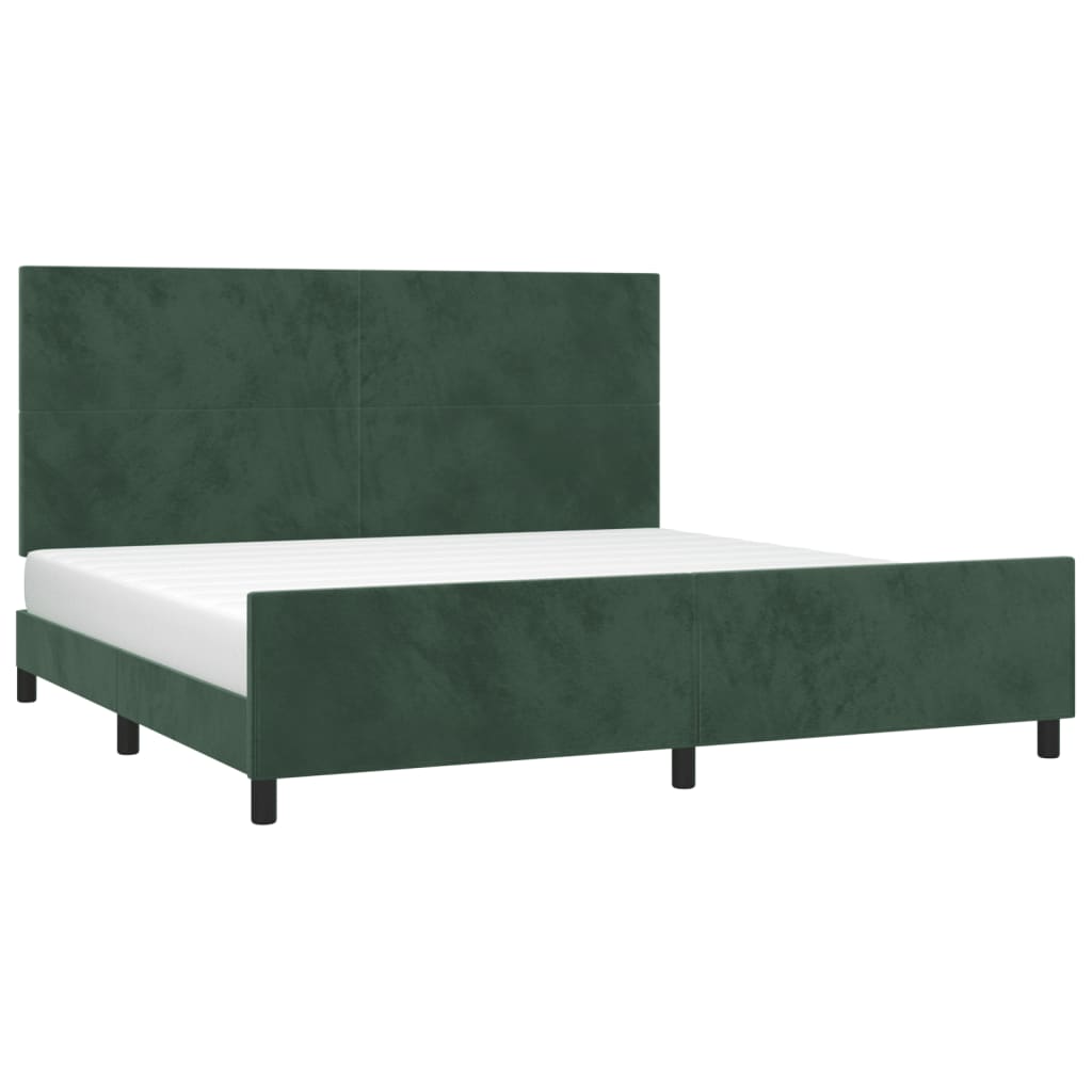 vidaXL Estrutura de cama c/ cabeceira 200x200 cm veludo verde-escuro