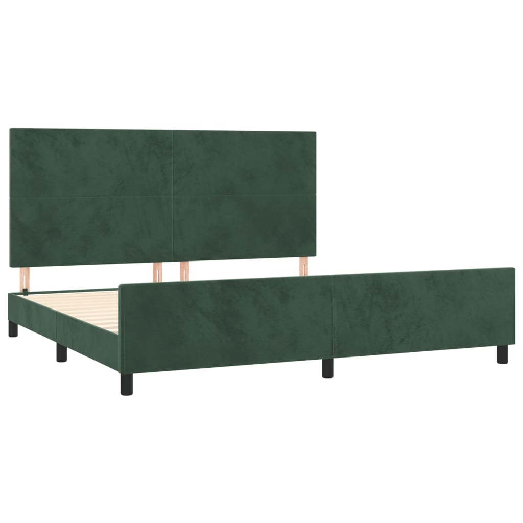 vidaXL Estrutura de cama c/ cabeceira 200x200 cm veludo verde-escuro