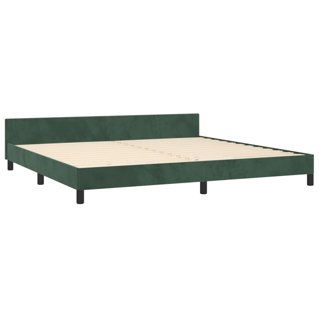 vidaXL Estrutura de cama c/ cabeceira 200x200 cm veludo verde-escuro