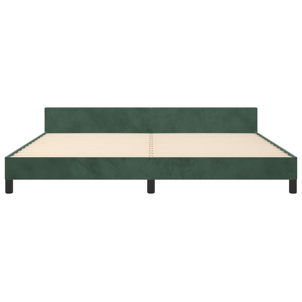 vidaXL Estrutura de cama c/ cabeceira 200x200 cm veludo verde-escuro