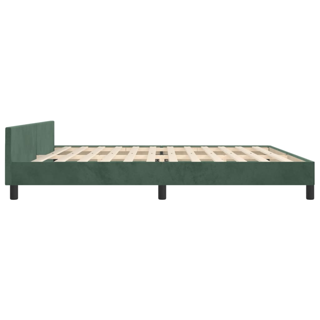 vidaXL Estrutura de cama c/ cabeceira 200x200 cm veludo verde-escuro