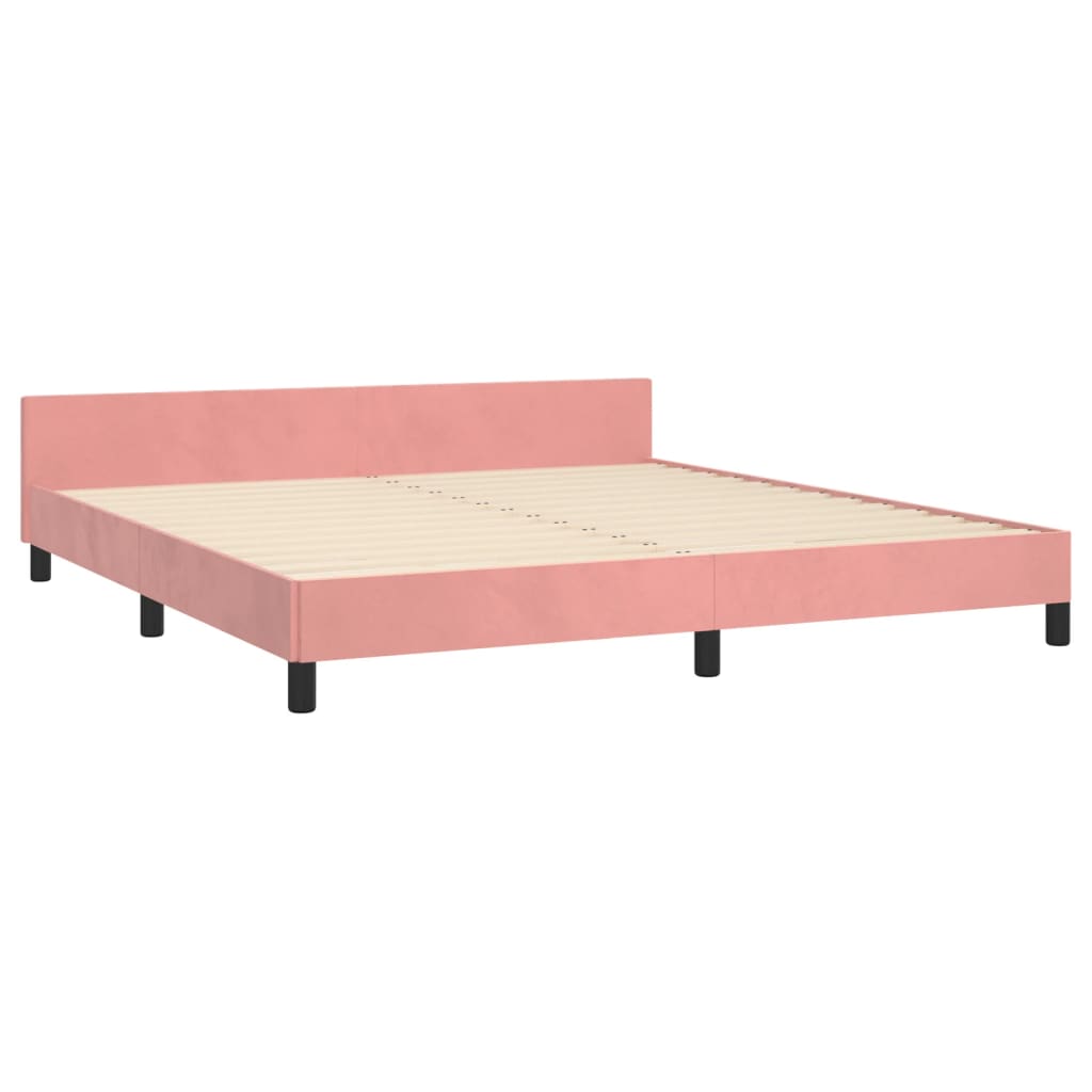 vidaXL Estrutura de cama c/ cabeceira 160x200 cm veludo rosa