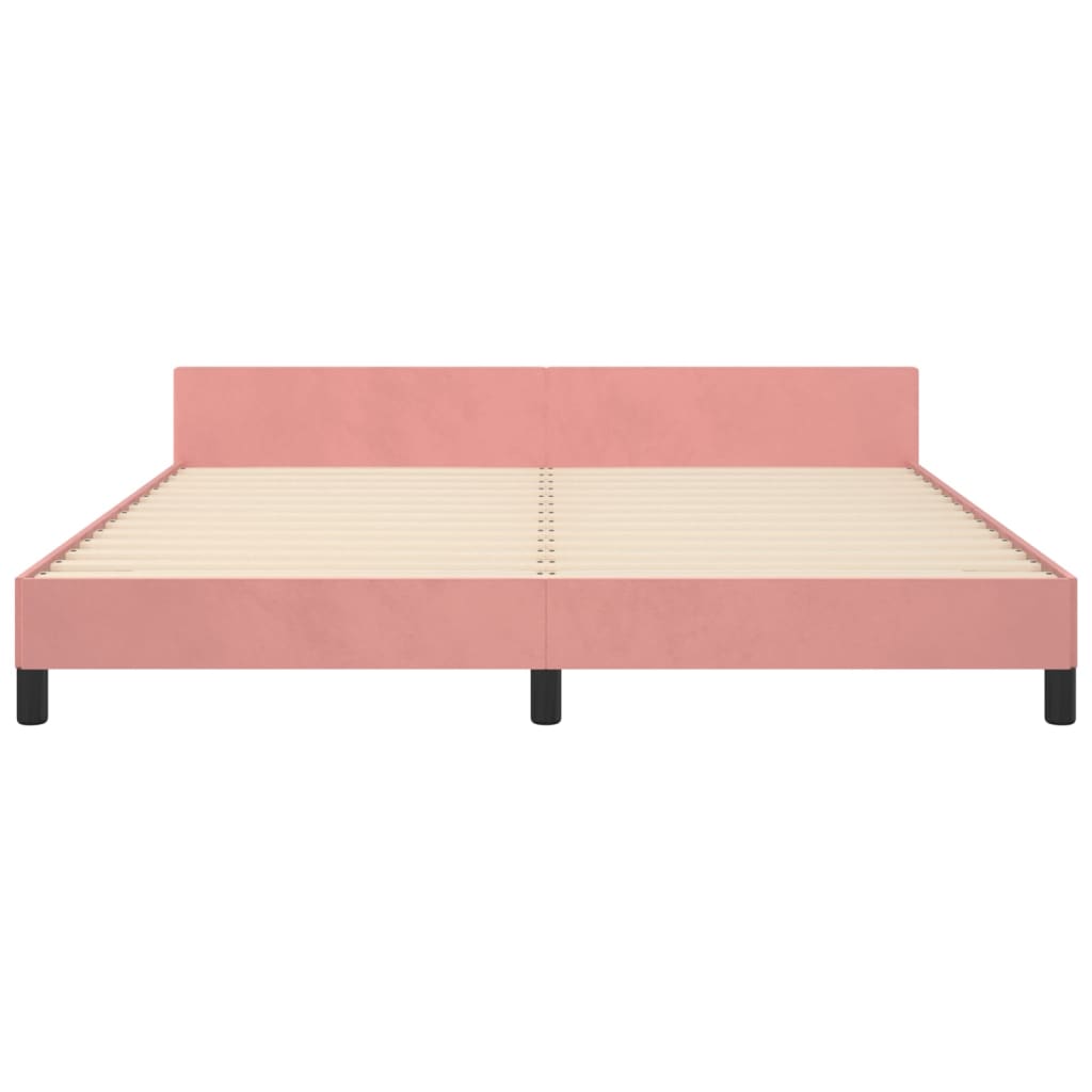 vidaXL Estrutura de cama c/ cabeceira 160x200 cm veludo rosa