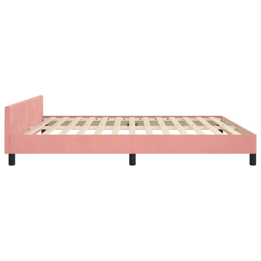 vidaXL Estrutura de cama c/ cabeceira 160x200 cm veludo rosa