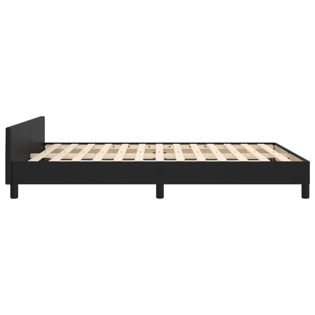 vidaXL Estrutura cama c/ cabeceira 140x200 cm couro artificial preto