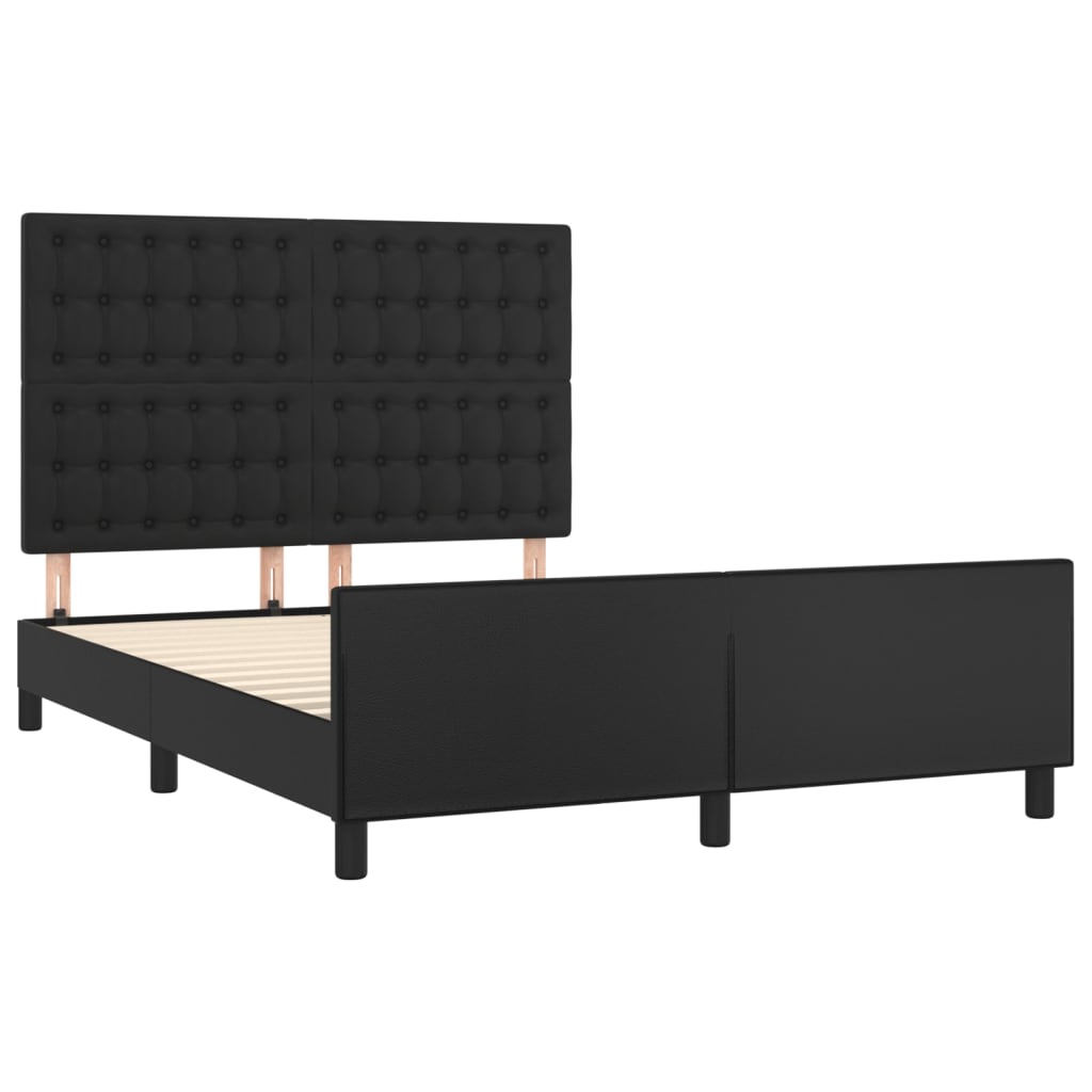 vidaXL Estrutura cama c/ cabeceira 140x190 cm couro artificial preto