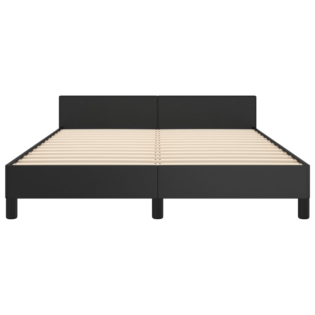 vidaXL Estrutura cama c/ cabeceira 140x190 cm couro artificial preto