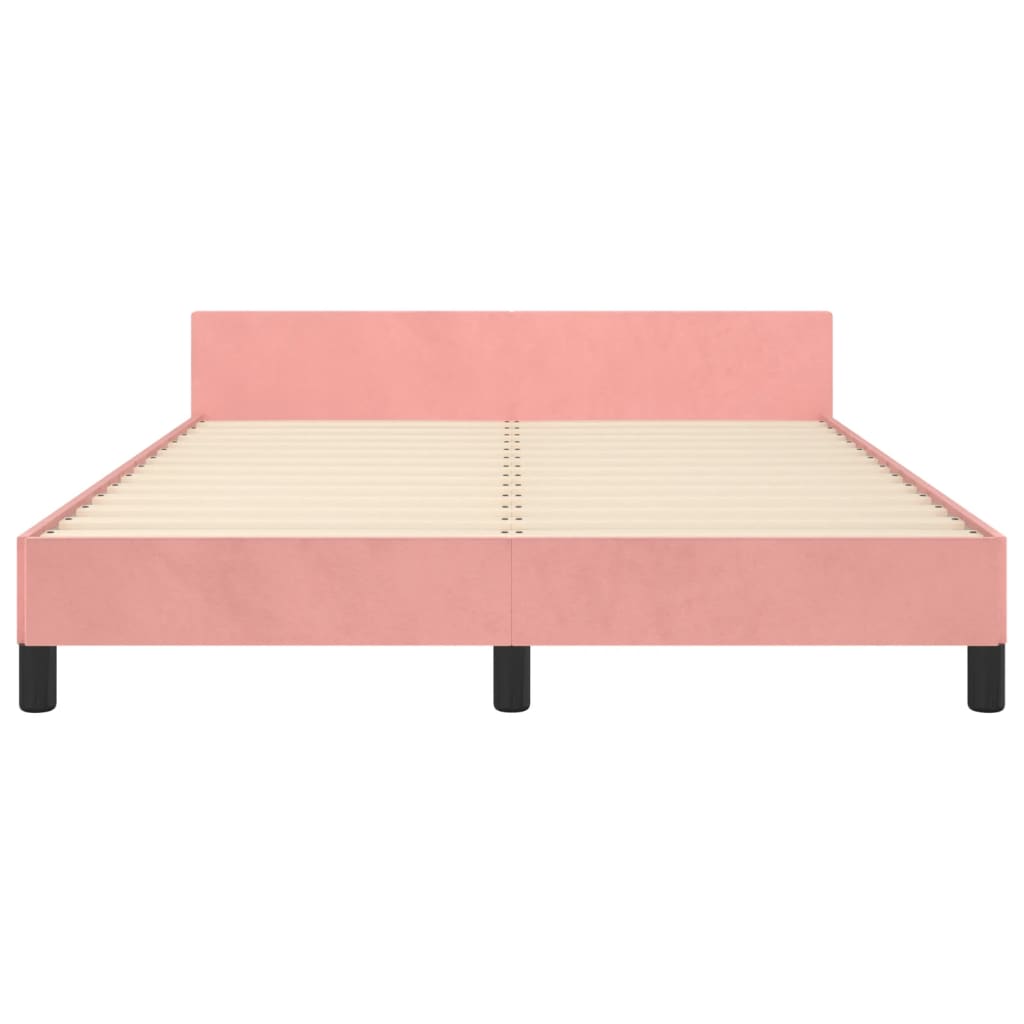 vidaXL Estrutura de cama c/ cabeceira 140x190 cm veludo rosa