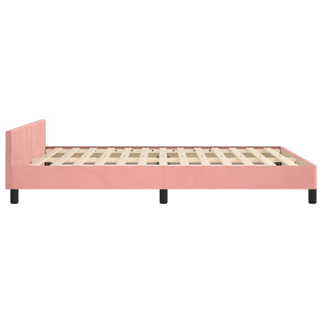 vidaXL Estrutura de cama c/ cabeceira 140x190 cm veludo rosa