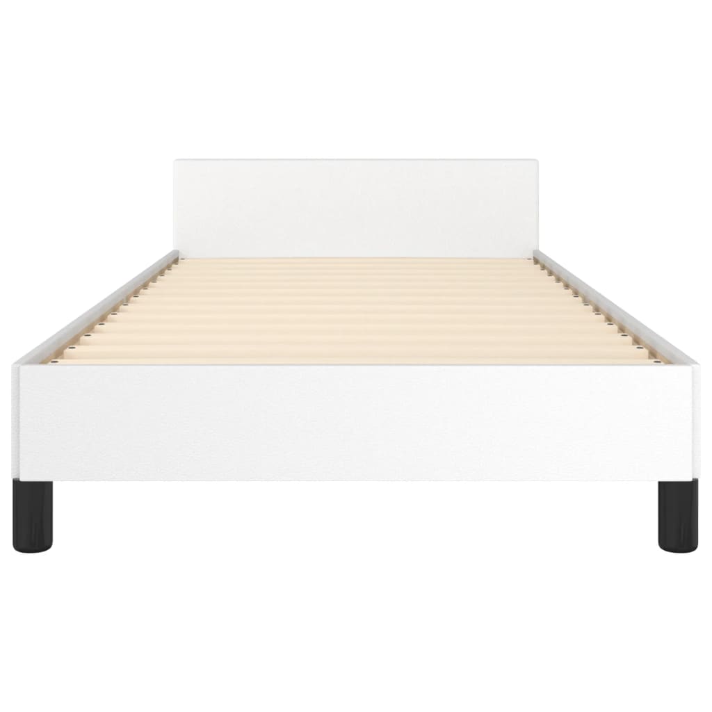 vidaXL Estrutura de cama c/ cabeceira couro artificial 90x190cm branco