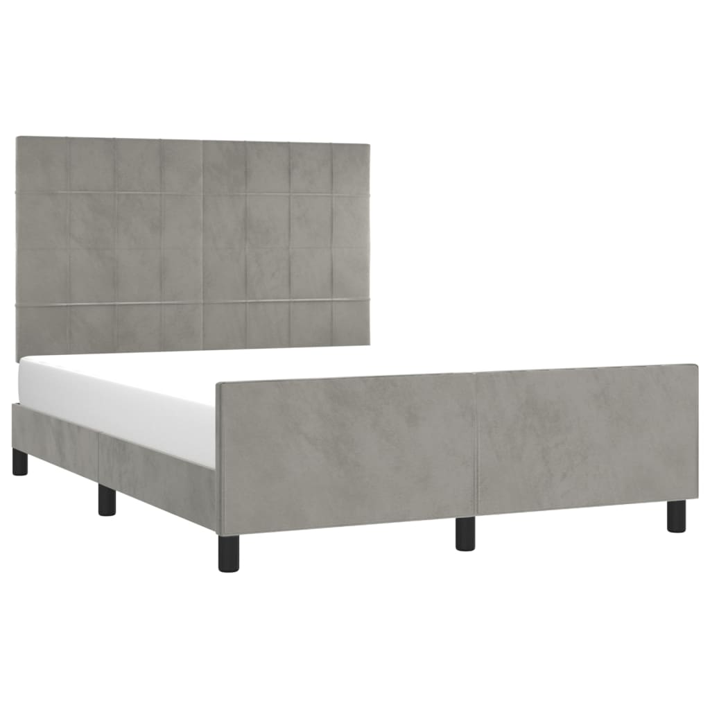 vidaXL Estrutura de cama c/ cabeceira 140x190 cm veludo cinzento-claro