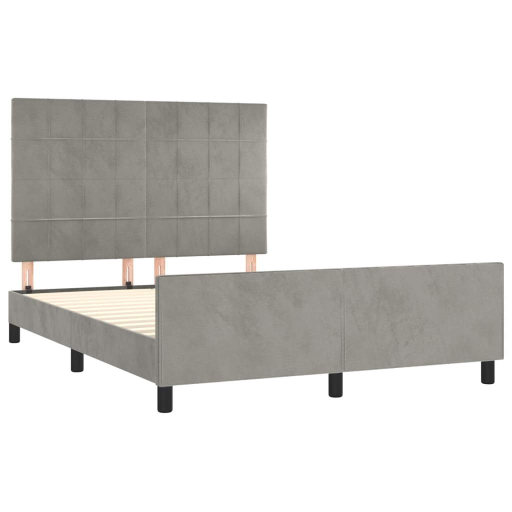 vidaXL Estrutura de cama c/ cabeceira 140x190 cm veludo cinzento-claro