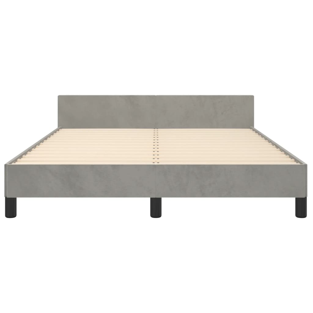 vidaXL Estrutura de cama c/ cabeceira 140x190 cm veludo cinzento-claro