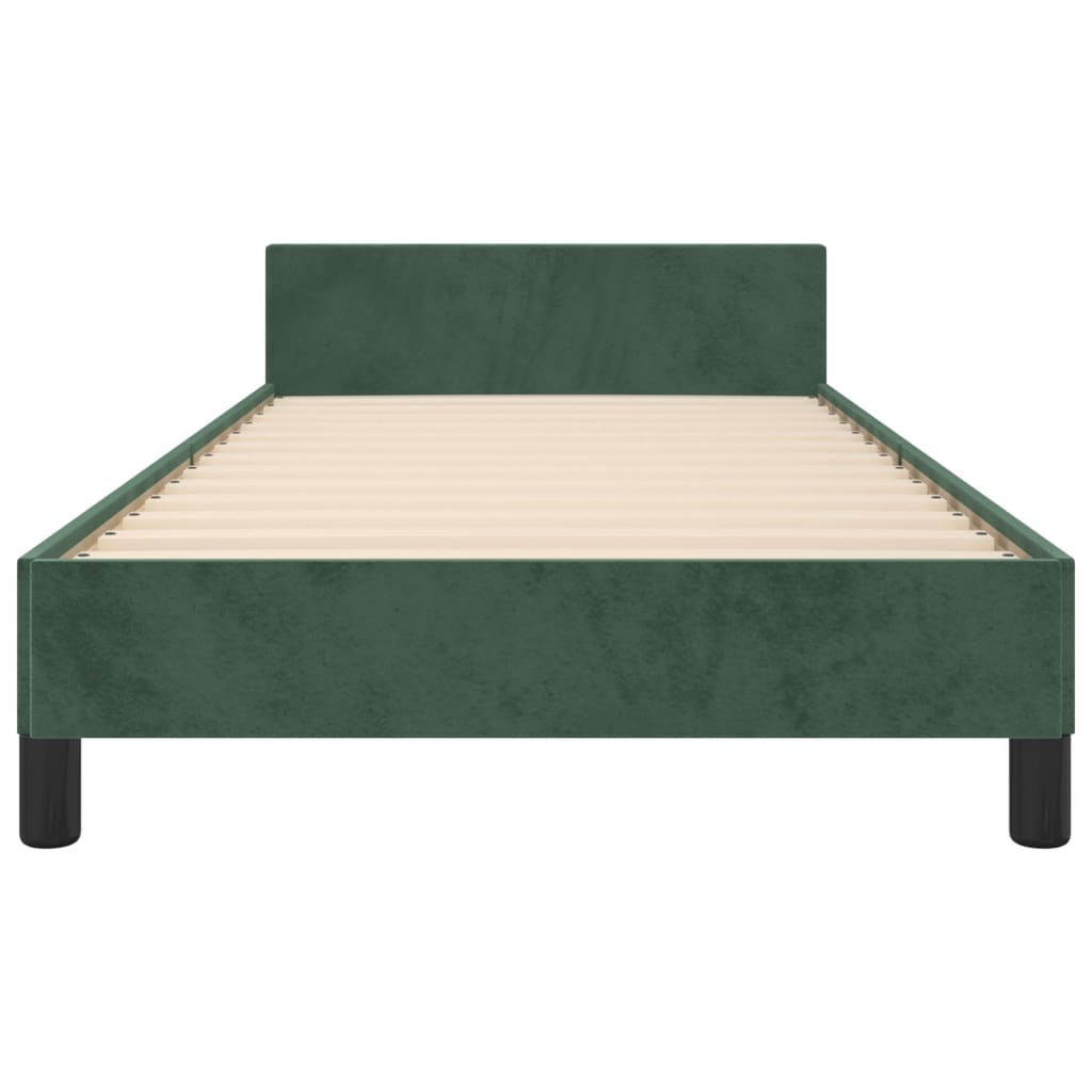 vidaXL Estrutura de cama c/ cabeceira 90x200 cm veludo verde-escuro