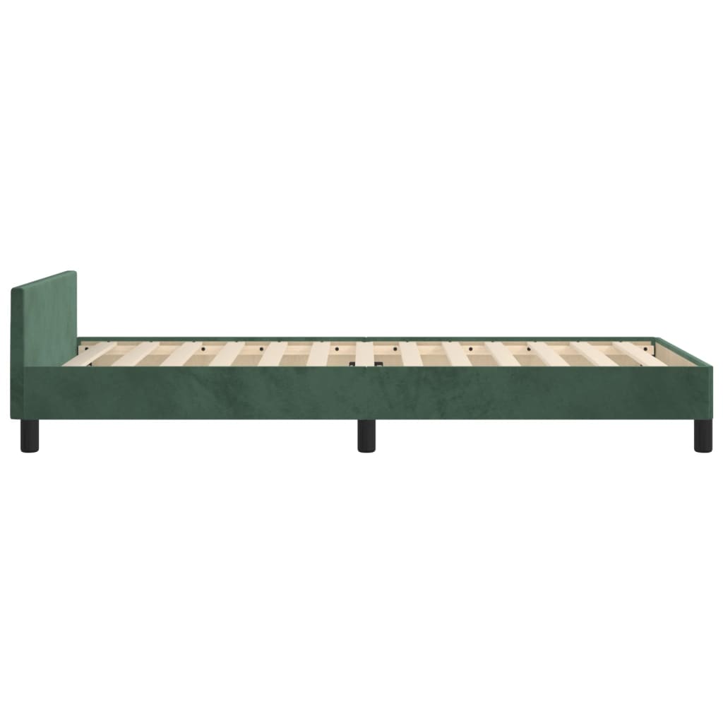 vidaXL Estrutura de cama c/ cabeceira 90x200 cm veludo verde-escuro