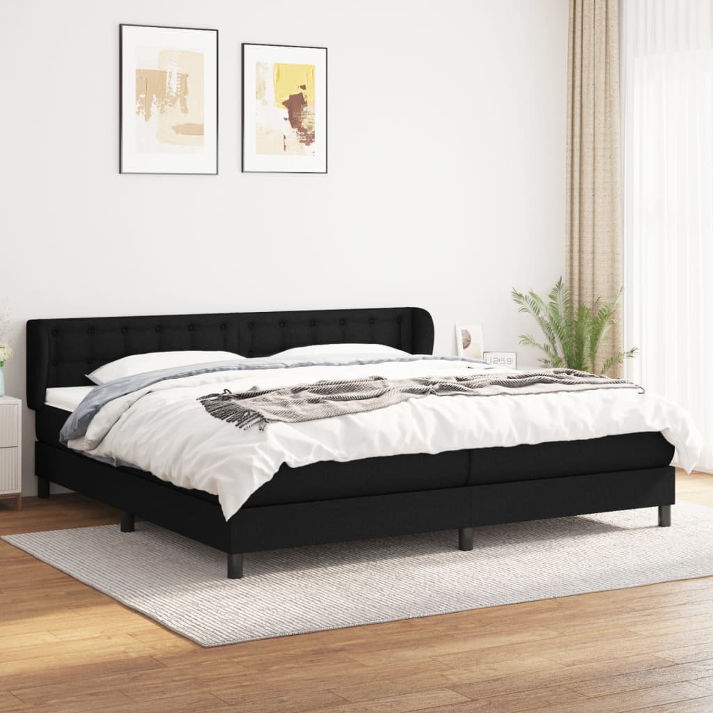 vidaXL Cama com molas/colchão 200x200 cm tecido preto