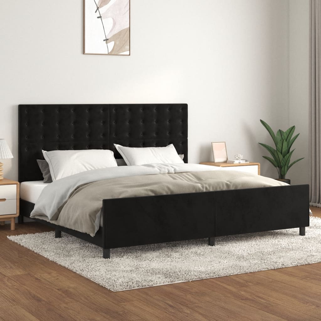 vidaXL Estrutura de cama c/ cabeceira 200x200 cm veludo preto