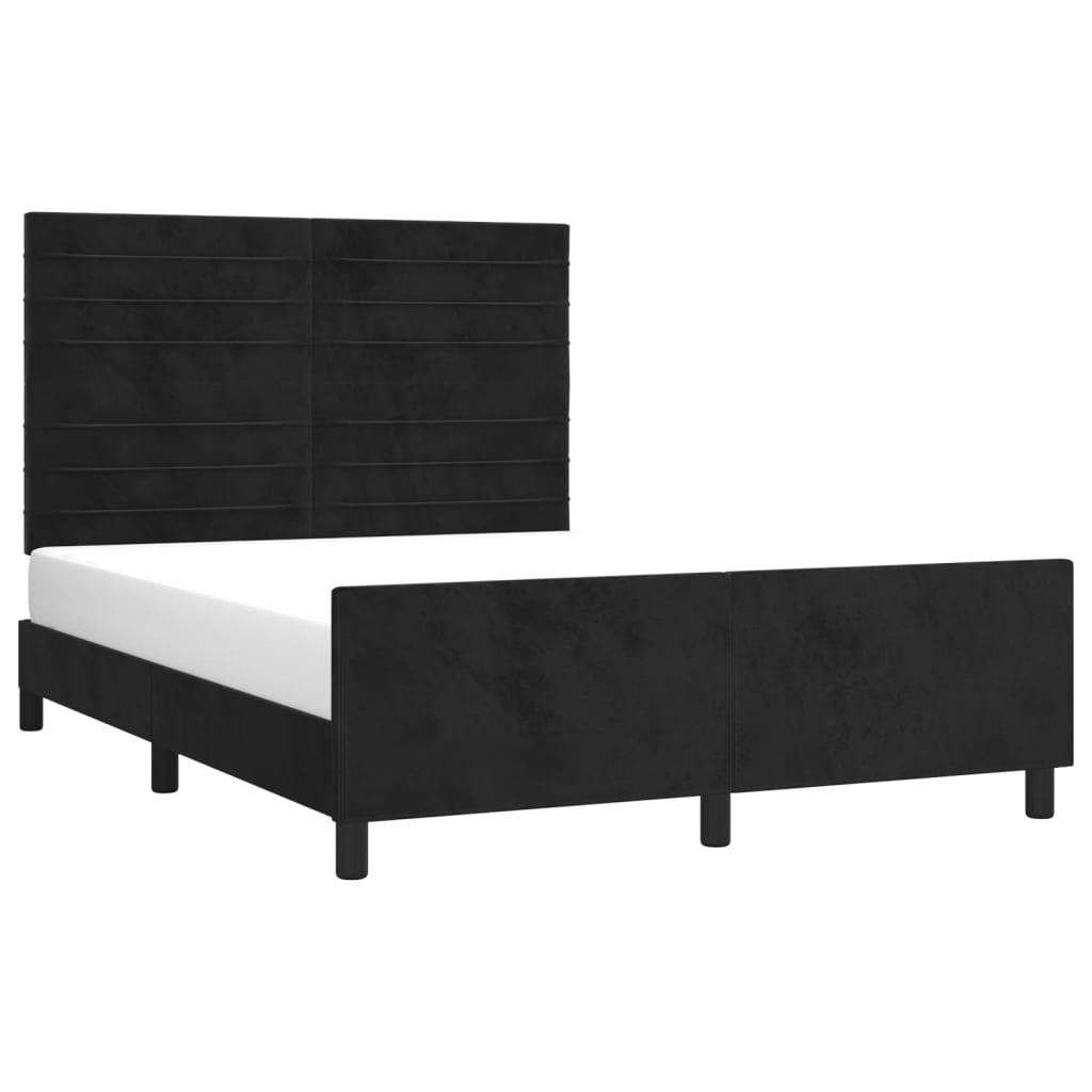 vidaXL Estrutura de cama c/ cabeceira 140x200 cm veludo preto