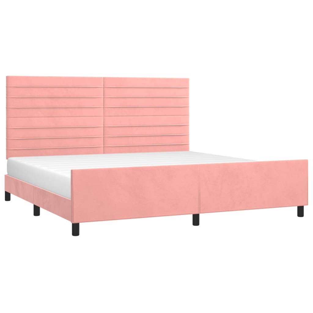 vidaXL Estrutura de cama c/ cabeceira 200x200 cm veludo rosa