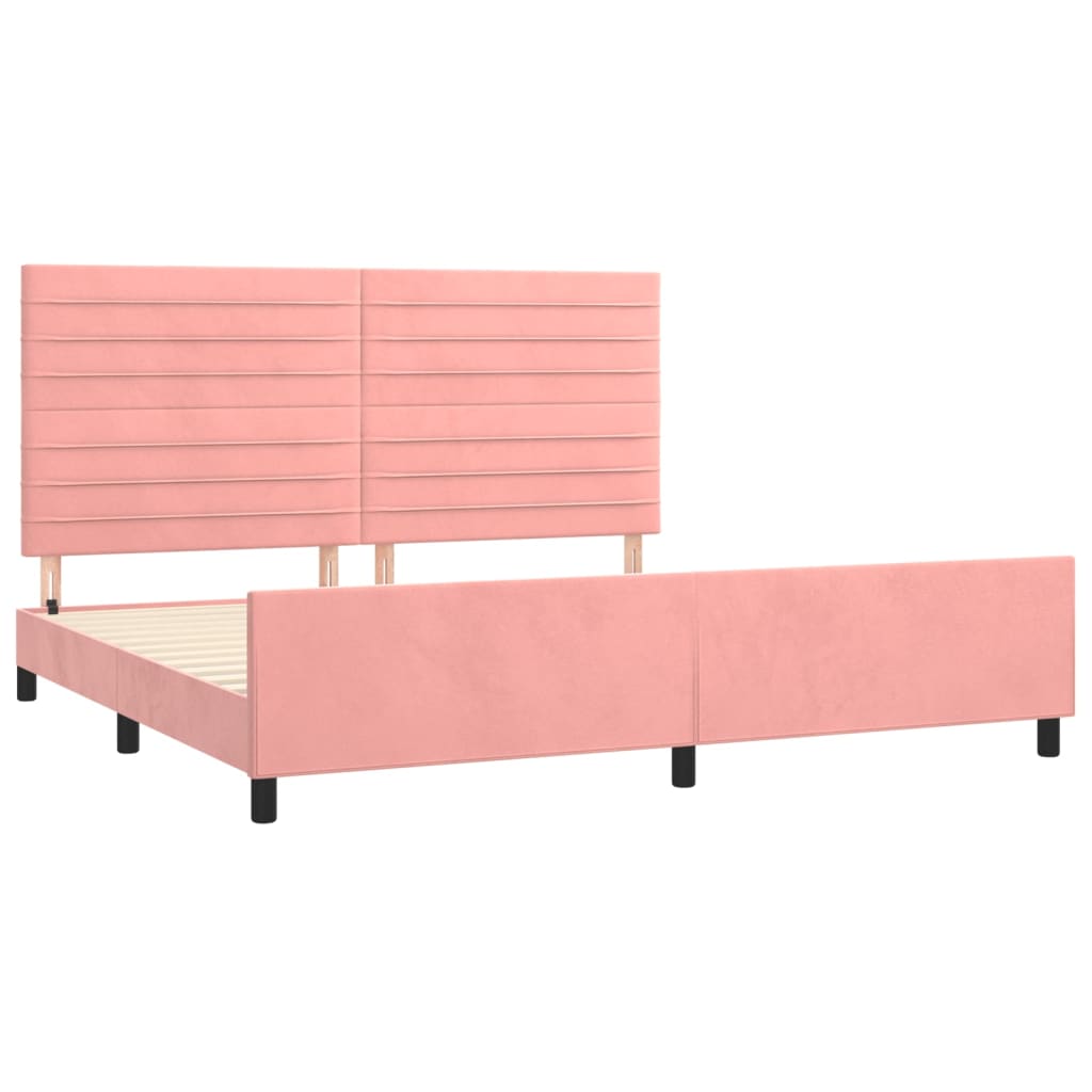 vidaXL Estrutura de cama c/ cabeceira 200x200 cm veludo rosa