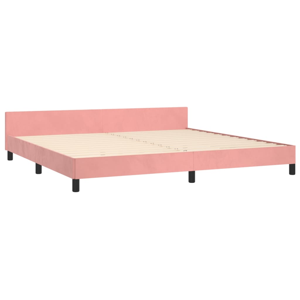 vidaXL Estrutura de cama c/ cabeceira 200x200 cm veludo rosa