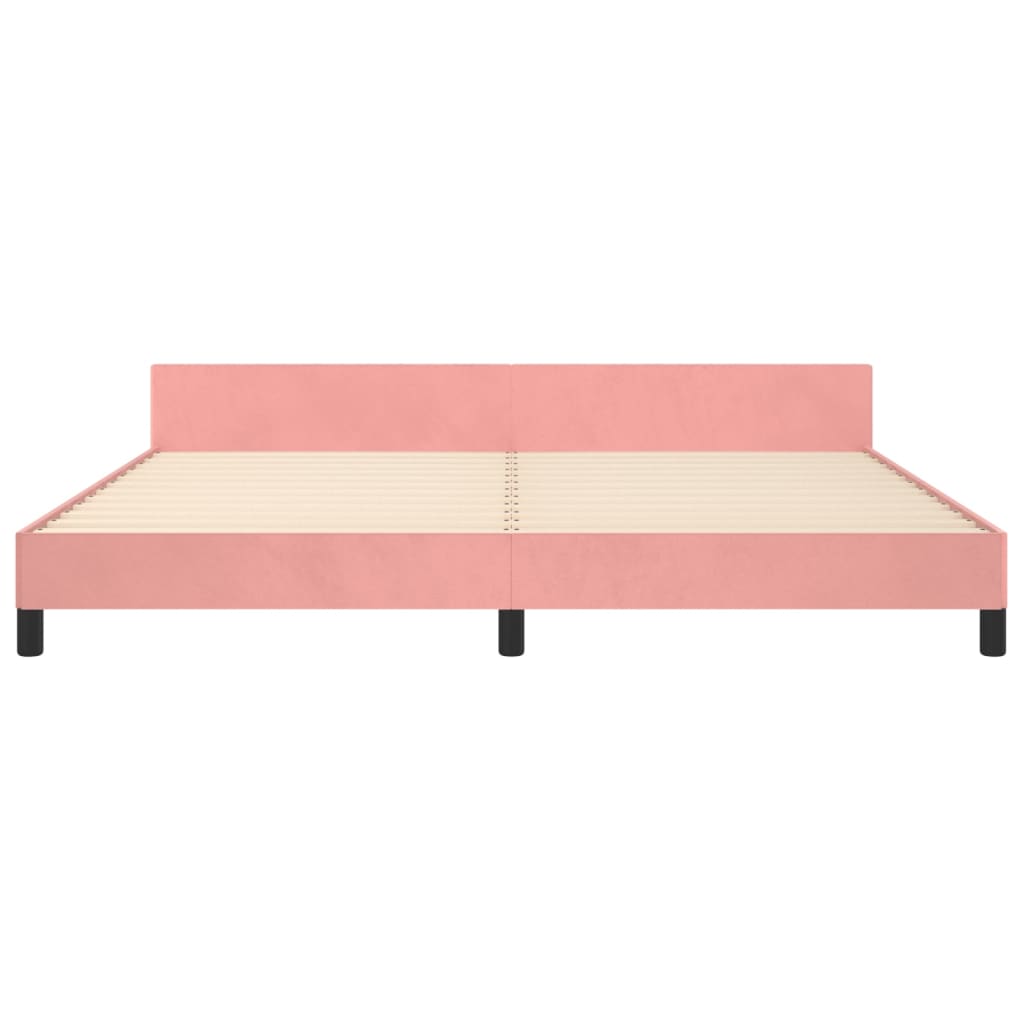 vidaXL Estrutura de cama c/ cabeceira 200x200 cm veludo rosa