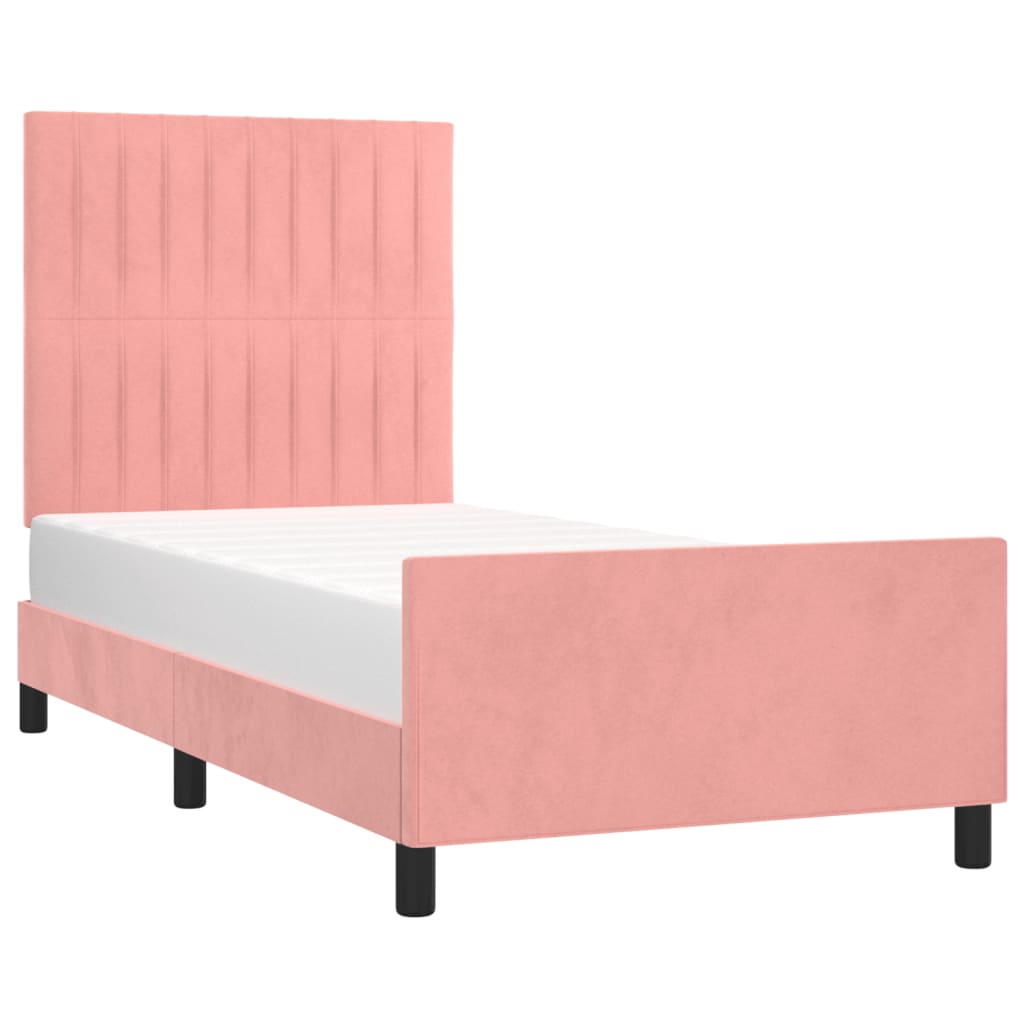 vidaXL Estrutura de cama c/ cabeceira 80x200 cm veludo rosa