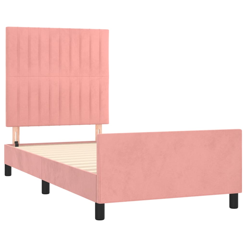 vidaXL Estrutura de cama c/ cabeceira 80x200 cm veludo rosa