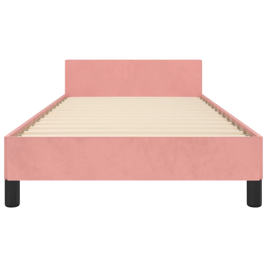 vidaXL Estrutura de cama c/ cabeceira 90x190 cm veludo rosa