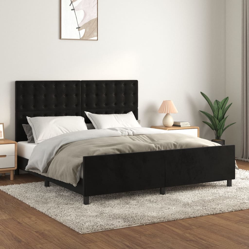 vidaXL Estrutura de cama c/ cabeceira 160x200 cm veludo preto