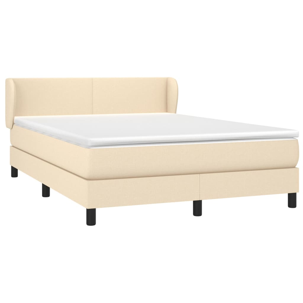 vidaXL Cama com molas/colchão 140x190 cm tecido cor creme