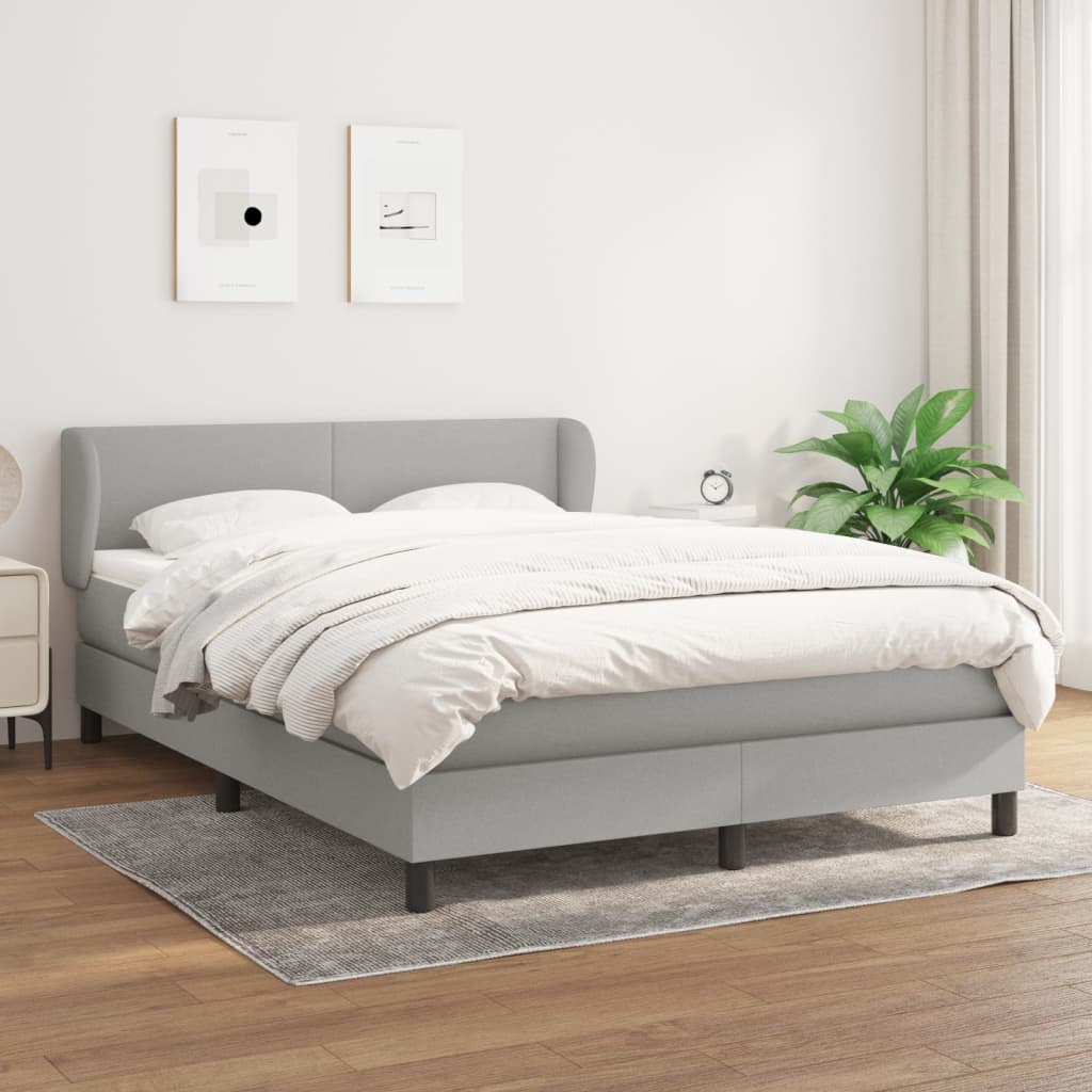 vidaXL Cama com molas/colchão 140x190 cm tecido cinzento-claro