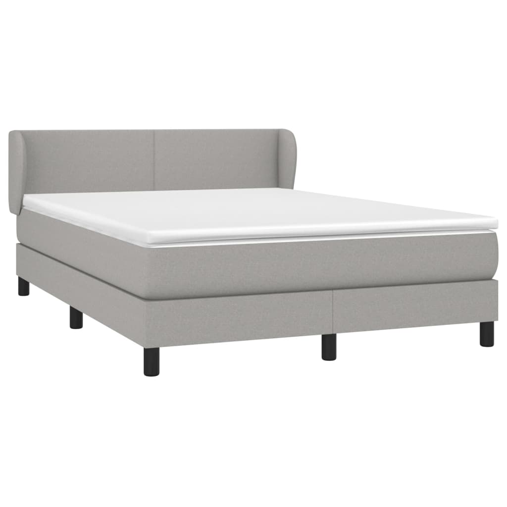 vidaXL Cama com molas/colchão 140x190 cm tecido cinzento-claro