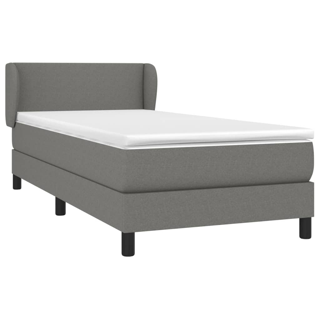 vidaXL Cama com molas/colchão 90x200 cm tecido cinzento-escuro