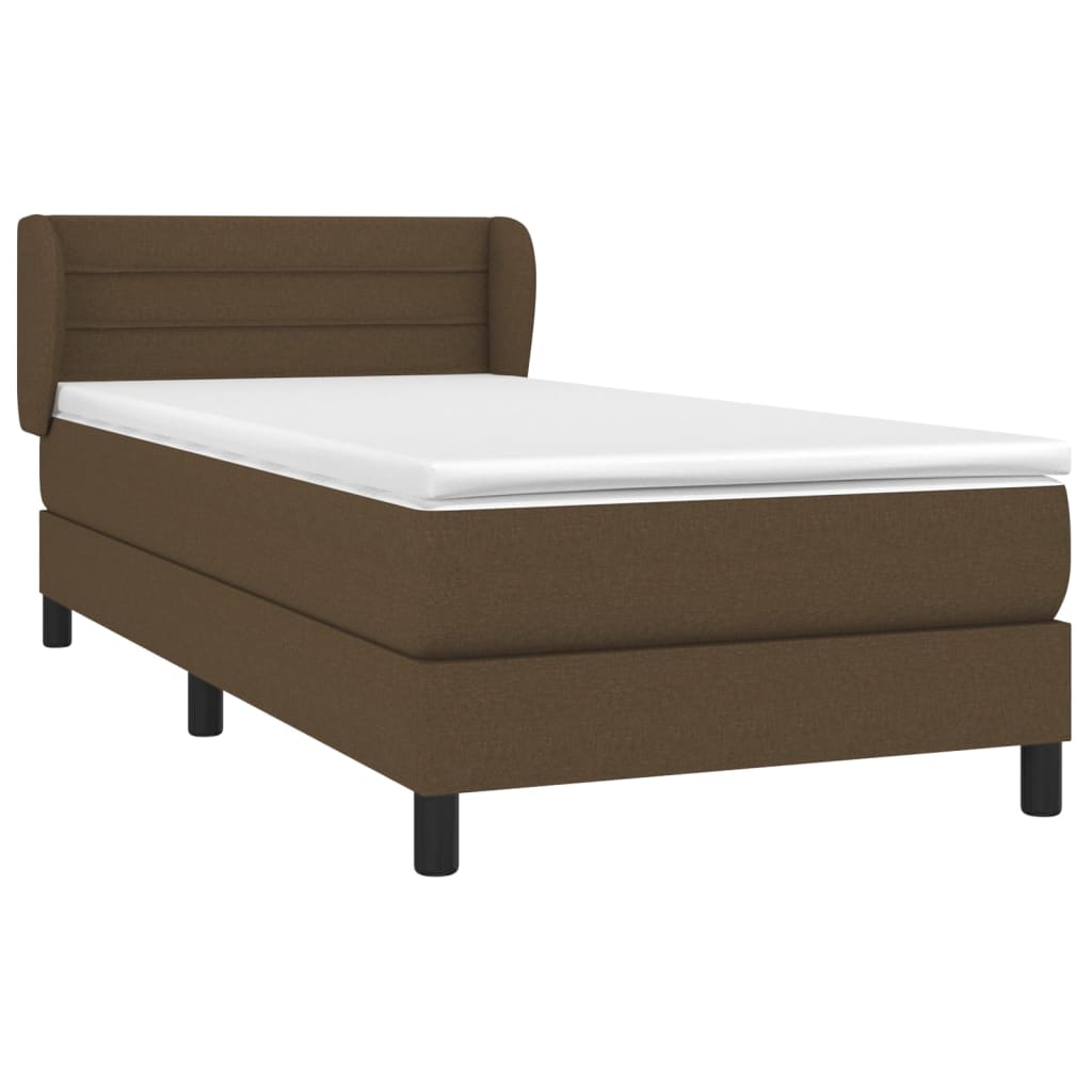 vidaXL Cama com molas/colchão 90x190 cm tecido castanho-escuro