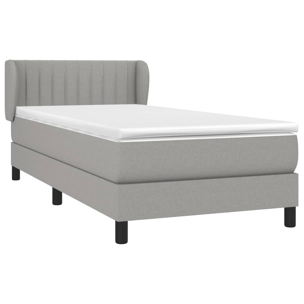 vidaXL Cama com molas/colchão 90x190 cm tecido cinzento-claro