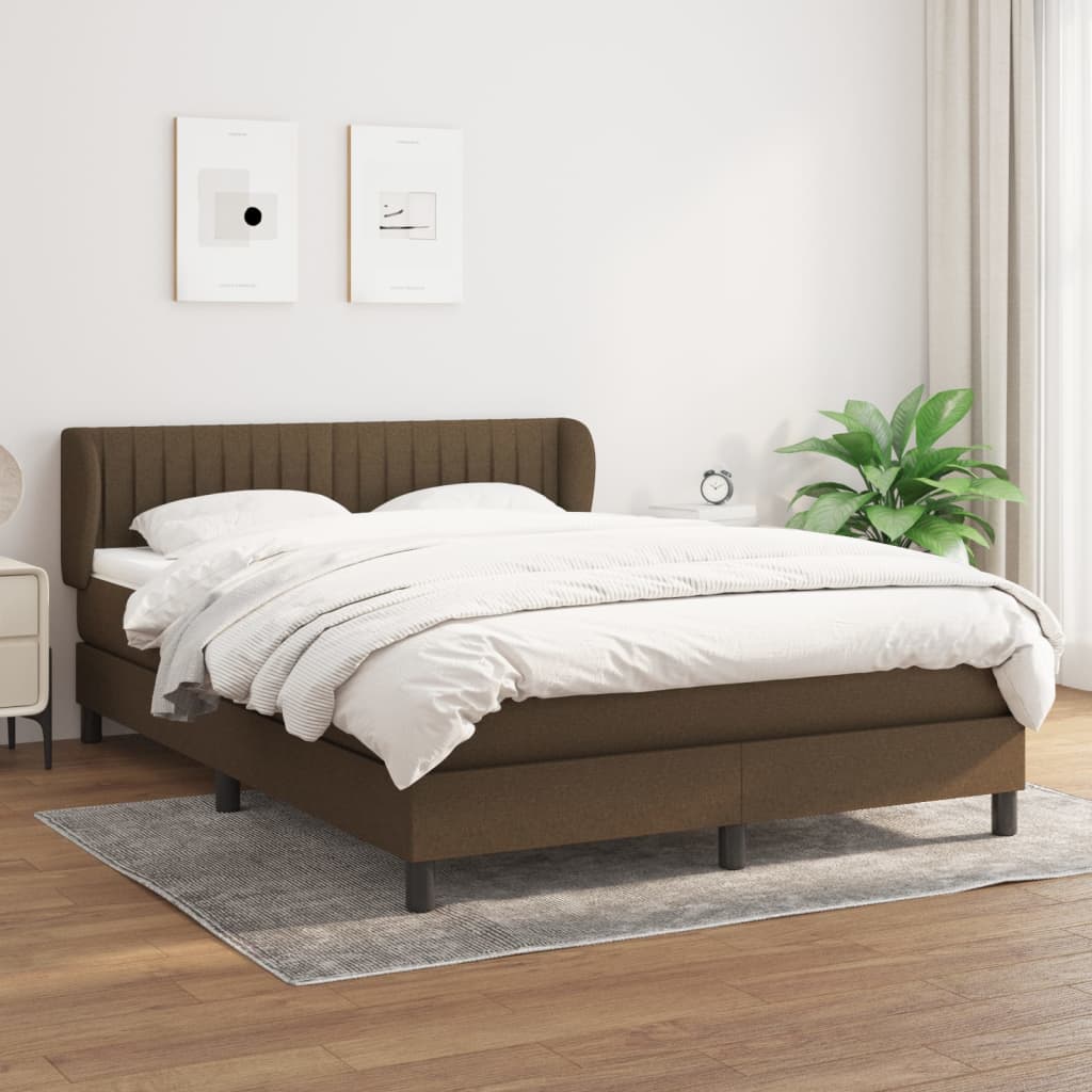 vidaXL Cama com molas/colchão 140x190 cm tecido castanho-escuro