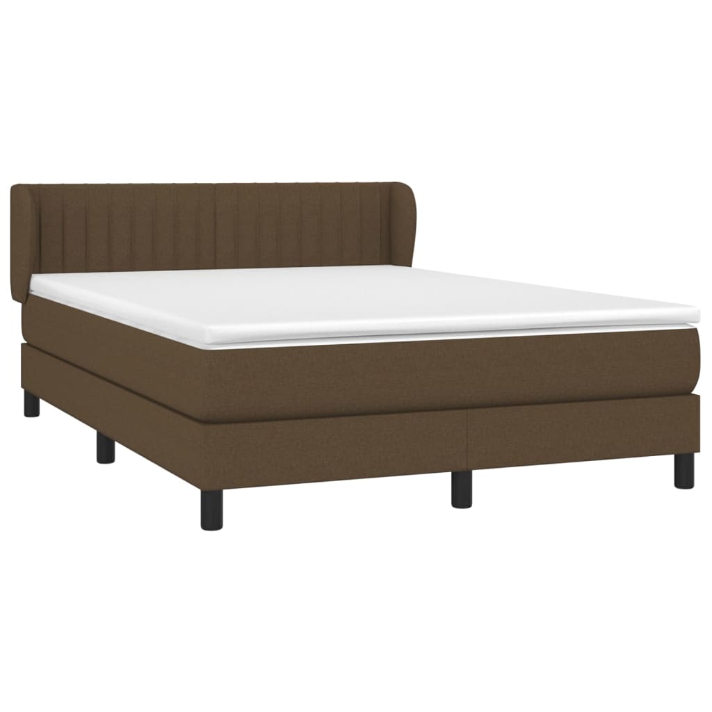 vidaXL Cama com molas/colchão 140x190 cm tecido castanho-escuro