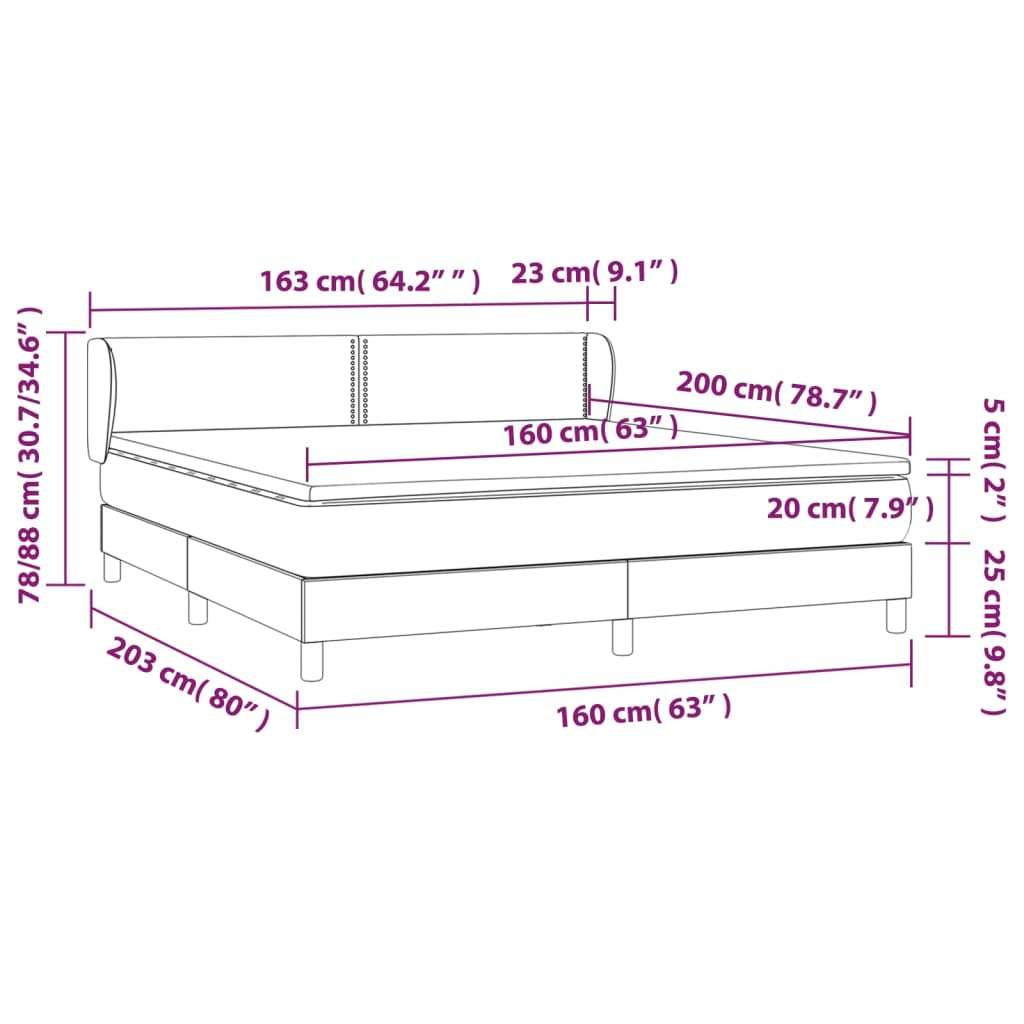 vidaXL Cama com molas/colchão 160x200 cm tecido cinzento-claro