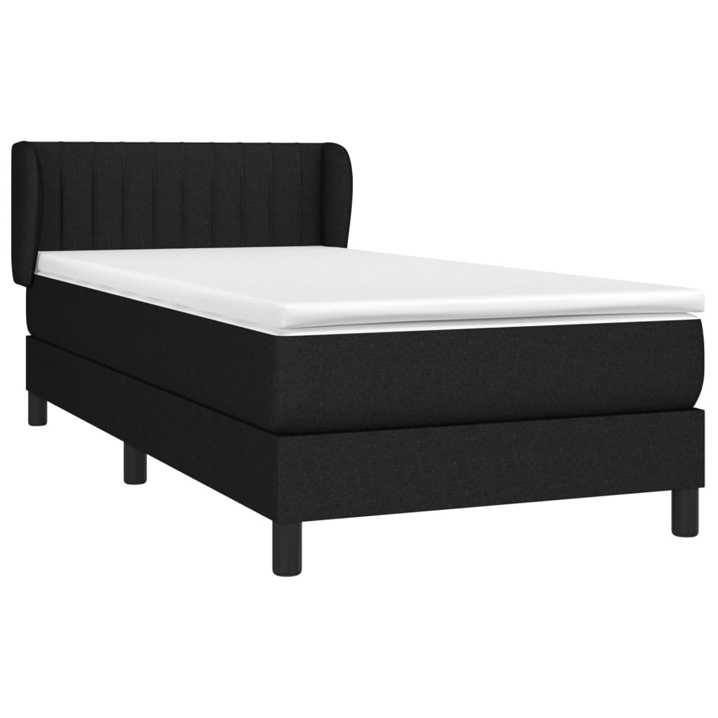 vidaXL Cama com molas/colchão 90x190 cm tecido preto