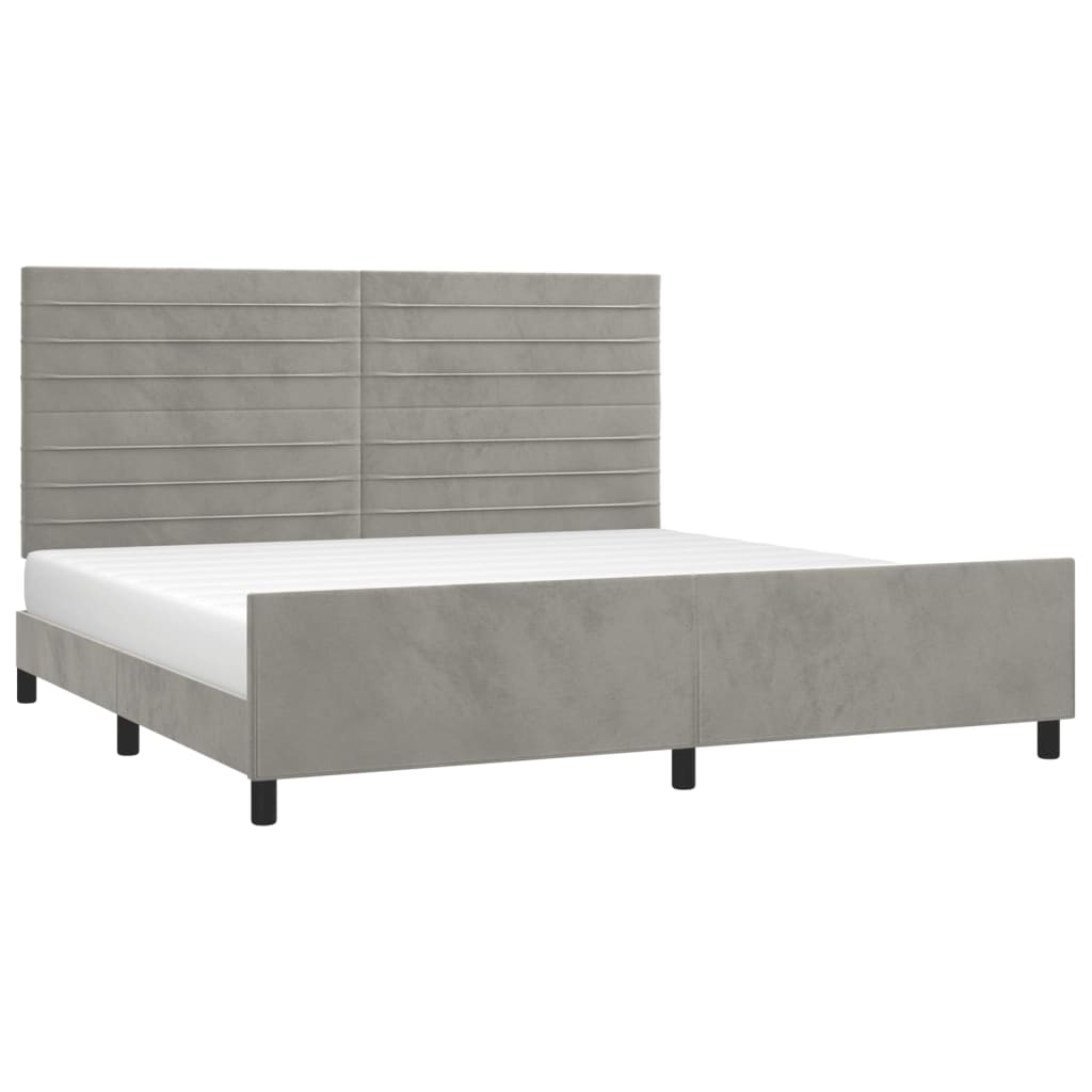 vidaXL Estrutura de cama c/ cabeceira 200x200 cm veludo cinzento-claro