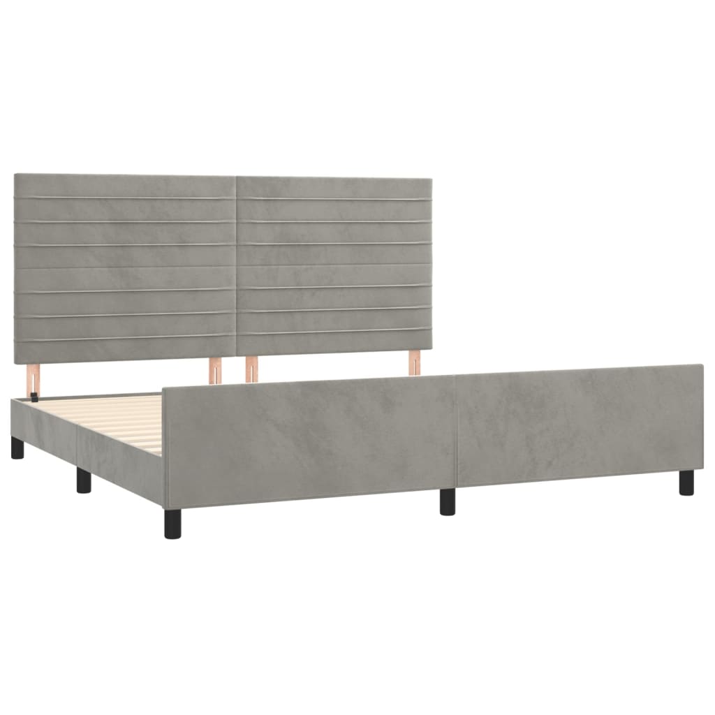 vidaXL Estrutura de cama c/ cabeceira 200x200 cm veludo cinzento-claro