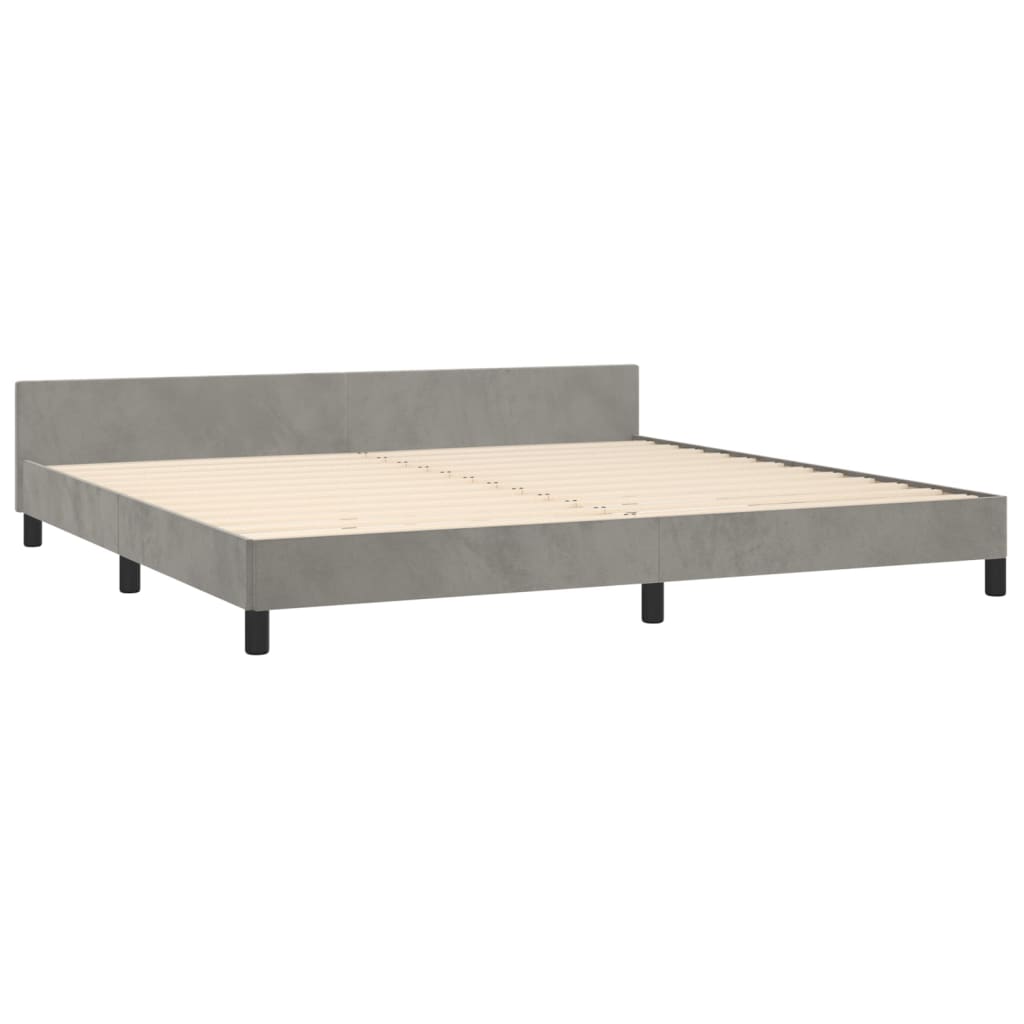 vidaXL Estrutura de cama c/ cabeceira 200x200 cm veludo cinzento-claro